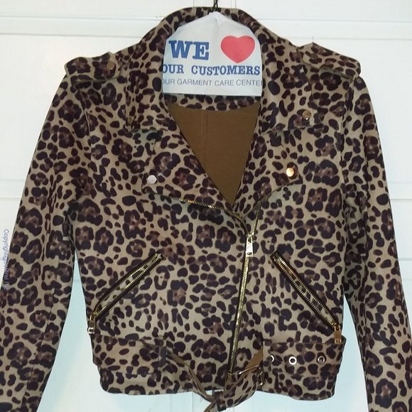 Leopard Zippered Belted Jacket ScarlettJo Style - Picture 1 of 8